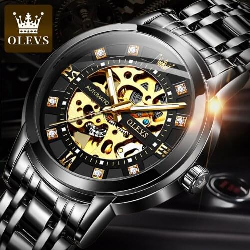 OLEVS Men Mechanical Watches Luxury Automatic Watch Fashion Business Sports Stainless Steel Waterproof Watch Relogio Masculino