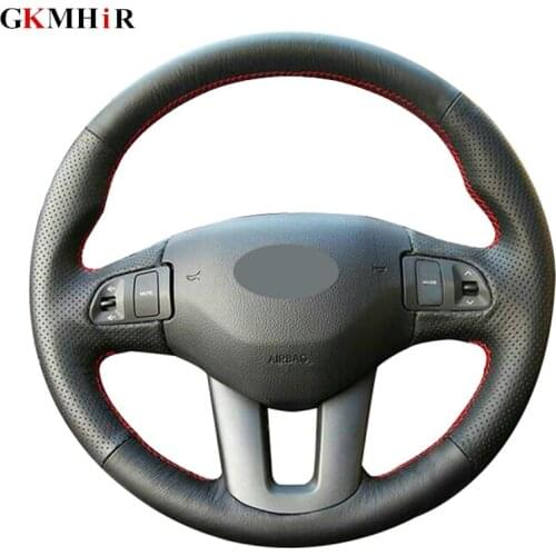 Hand-stitched Steering Wheel Cover Black Artificial Leather Steering Wheel Cover for Kia Sportage 3 2011-2014 Kia Ceed 2010