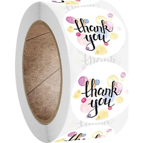 Flowers Thank You Stickers for Your Order with Heart 100-500Labels 1'' Round for Small Business Boutique Bags Wedding Favors