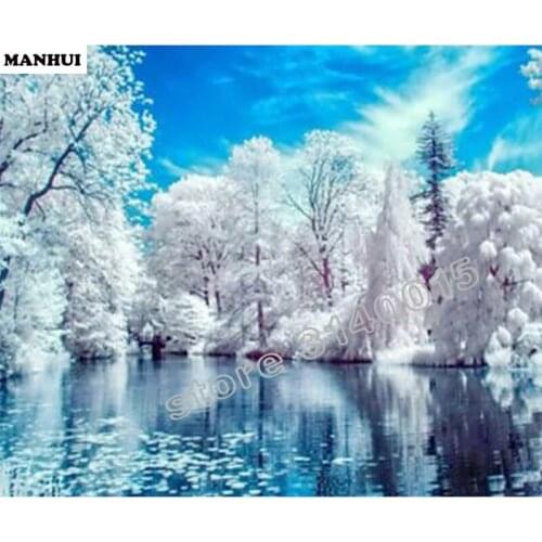 Diy Diamond painting Lake snow 3D square drill Diamond mosaic pasted full cross stitch Crafts Needlework BCD076