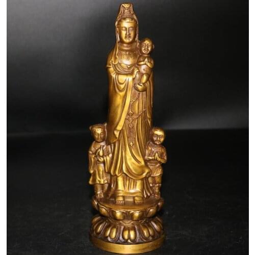 China brass child Goddess of mercy Buddha crafts statue