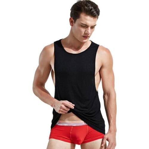 KWAN.Z fashion male tank top men sexy clothing colete breathable low slits bodybuilding mans vest solid tank top men brand new