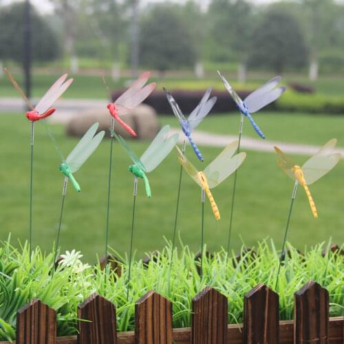 Set of 10pcs Dragonflies Insert Rod Gardening Decoration Simulation Dragonfly Home Background