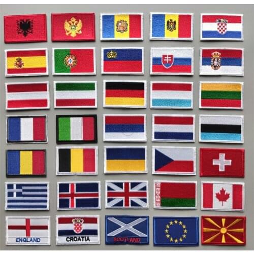 World Flags Patches for Clothes DIY Stripes Iron on American Appliques Clothing Stickers Embroidery Russia Badges for Backpack