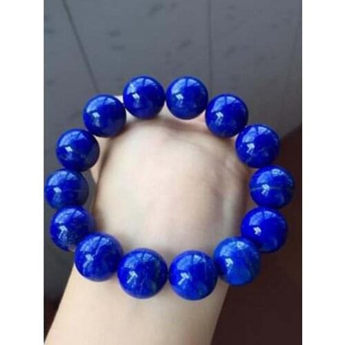 Genuine Natural Royal Blue Lapis Lazuli Gemstone Beads Bracelet AAAA 13 mm