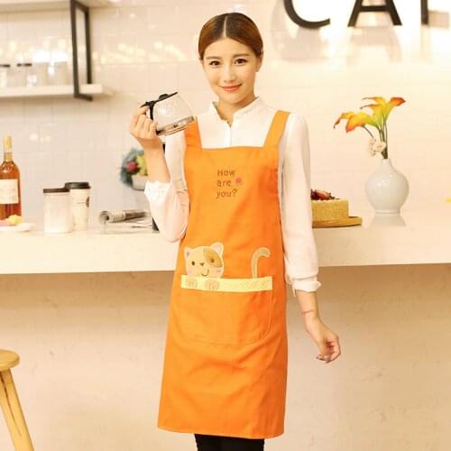 Cheap Bib Apron Cute Cartoon Sleeveless Waiter Apron Women Kitchen Cooking Adult Work Uniform Overalls Pinafore