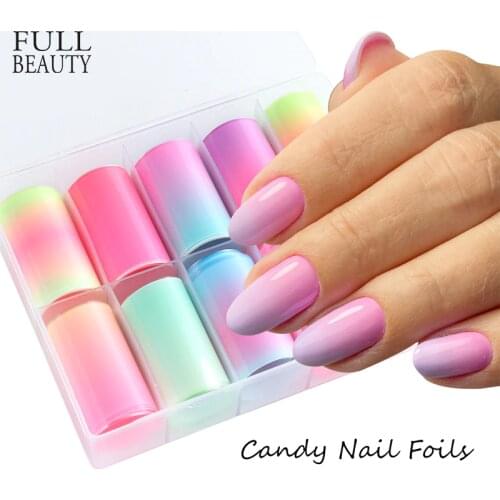 Neon Candy Foils for Nail Sticker Colorful Fluorescent Pink Purple Starry Paper Nail Art Decoration DIY Manicure Wraps CHF2171