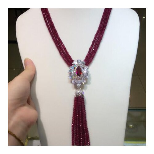 Natural purple jade micro inlay zircon clasp tassel necklace long sweater chain fashion jewelry