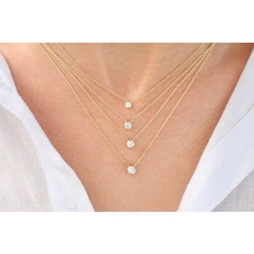 DOREMI 2-5mm 3A Zircon Necklace Pendant Women Chokers Necklaces Bling Jewelry For Family Kids Clavicle Chain