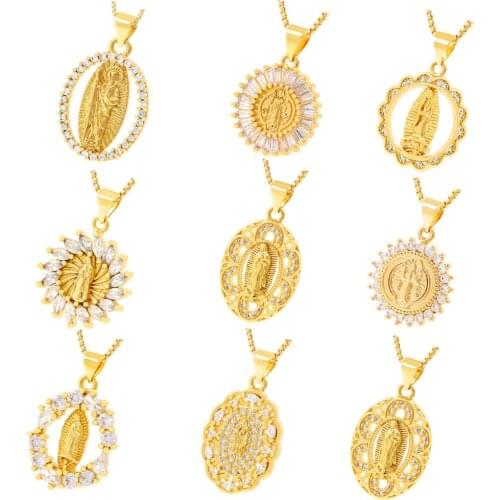 Thick Chain Virgin Mary Cross Necklace Female Pendants Clavicle Choker Necklace Collares Jewelry Gifts For Women