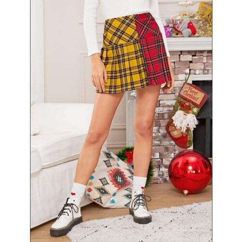 Scottish Colorblock Pleated Skirt Skirt