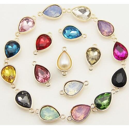 10pcs/lot Water Drop Shape Crystal Glass Connector Charms Pendants DIY Necklace Bracelet Jewelry Making