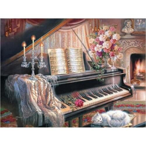 Full diamond embroidery,5d diy diamond painting,diamond embroidery piano