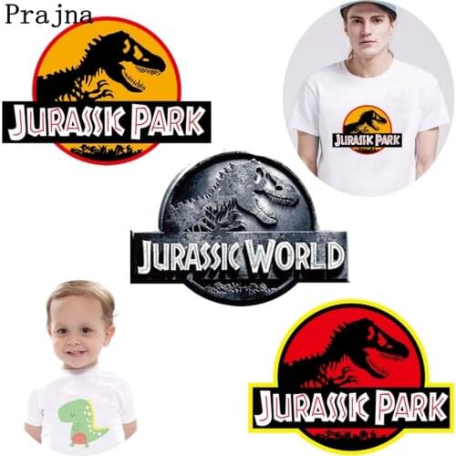Prajna Fashion Jurassic Park Patch Dinosaur Stickers Iron On Transfer Thermal PVC Transfer For Biker Clothing Washable Hot Sale