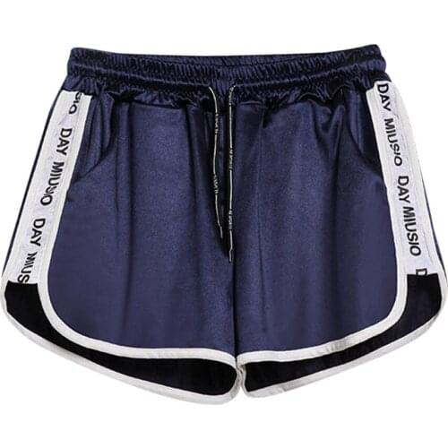 Letter Above Knee Pockets Drawstring Athletic Shorts Running Workout Fitness Sports Summer Shorts Women 2020 Japanese