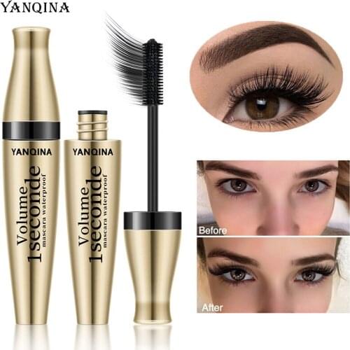 YANQINA 4D Mascara Classic Gold Tube Mascara, No Dmudging, Lengthen Thick Curls, Extreme Black