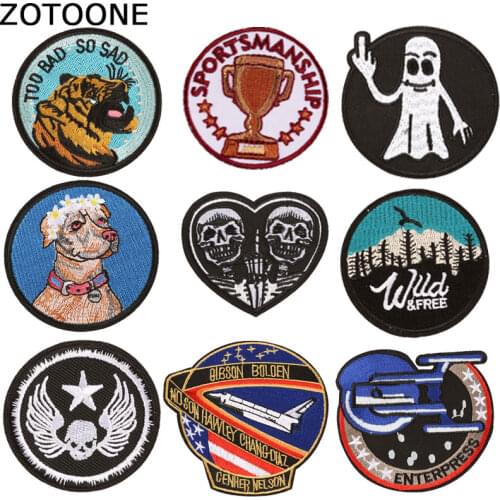 ZOTOONE Skull Dog Patches Diy Heart Stickers Iron on Clothes Heat Transfer Applique Embroidered Applications Cloth Fabric G