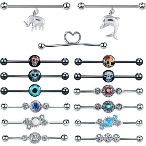 1PC Steel Industrial Barbells Piercing Orelha Cartilagem Ear Piercing Helix Piercing Bar Scaffold Ear Cartilage Jewelry