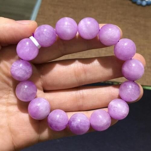 14mm Natural Purple Kunzite Quartz Clear Round Beads Bracelet Powerful Energy Cat Eye Women Men Genuine Fashion Stone AAAAAA