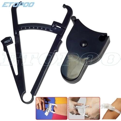 2pc Body Fat Caliper with Body Mass Measuring Tape Tester Fitness Weight Loss Muscle black color 2pcs/set
