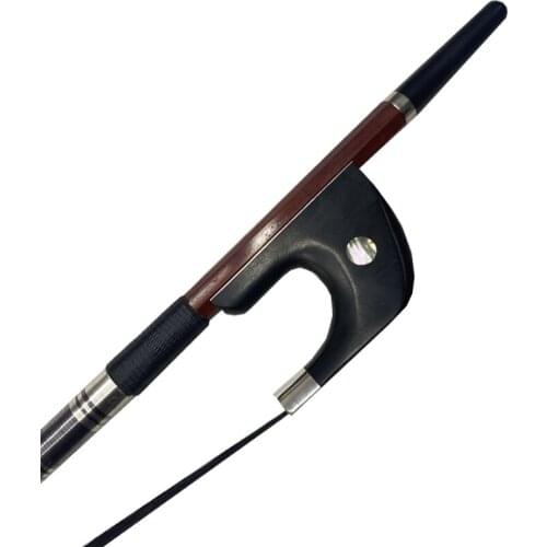 4/4 Size German Style Master Pernambuco BASS BOW Ebony Frog Strong fast response Black Natural Horsehair BLACK bow hair