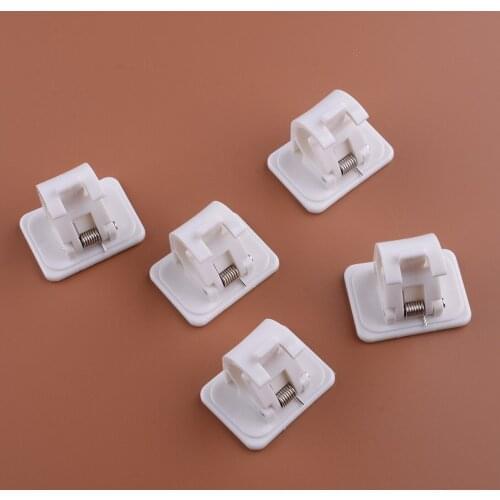 5Pcs White ABS Self-stick Curtain Wall Hanging Rod Holder Clips Hooks Brackets Fit For Kitchen Bathroom Bookshelf Furniture