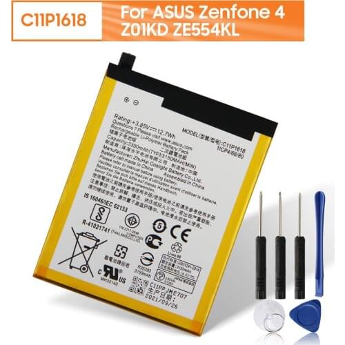 Agaring Original Replacement Phone Battery C11P1618 For ASUS Zenfone 4 Z01KD ZE554KL Authenic Rechargeable Battery 3150mAh