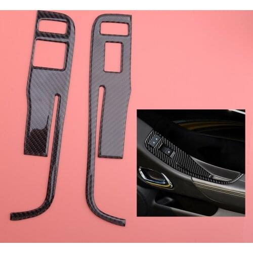 Car 2Pcs Black Carbon Fiber Window Switch Panel Cover Trim Fit for Chevrolet Camaro 2013 2014 2015 Left Hand Drive Only