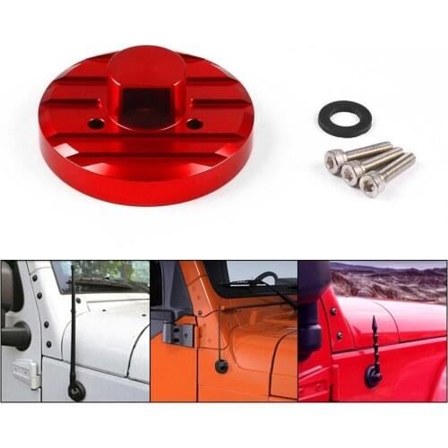 Car Radio Antenna Base Cover Trim Antenna Mount Decoration Frame Bezel Trim for Jeep Wrangler JK / JL 2007-2017 Red