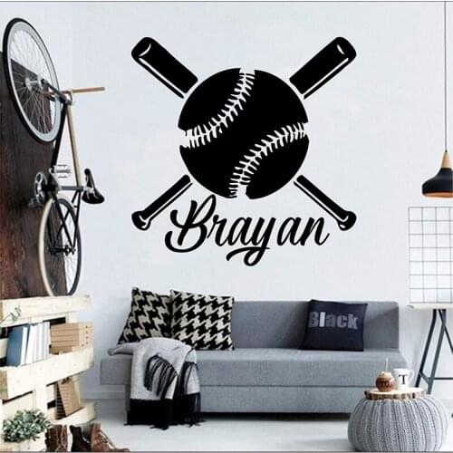 Baseball Wall sticker Customized Player Name for kids room art wall decor decal room decoration removeable vinyl stickers G841
