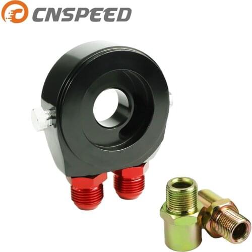 CNSPEED New Black Aluminum Car AN8/AN10 Oil Filter Sender Sandwich Plate Cooler Adapter M20 x 1.5 & 3/4-16 UNF YC100964