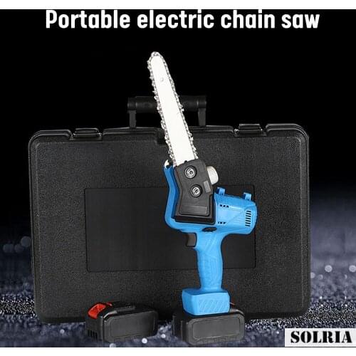 Electric Chain Saw Pruning ChainSaw 8-Inch Cordless Garden Tree Logging Trimming Saw Cutter with 2 Battery Woodworking Tools