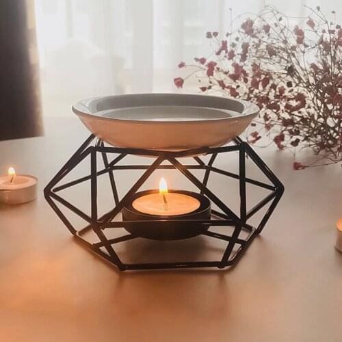 Aromatic Oil Burner, Geometric Ceramic Essential Oil Candle Holder Wax Melt Burn