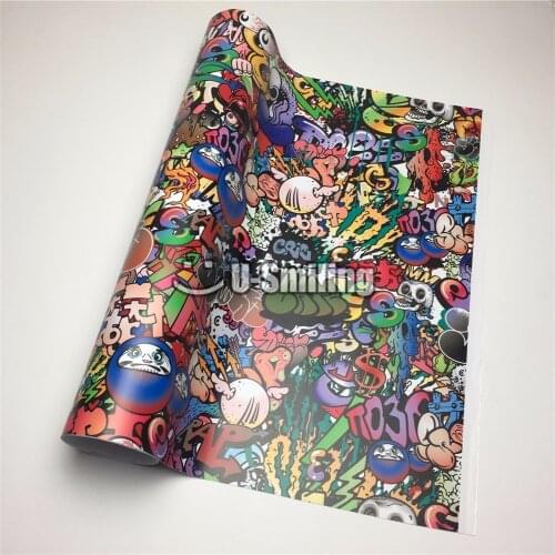 HD Print Cartoon JDM Sticker Bomb Vinyl Wrap Foil Print Racing Car Motorcycle Bike Scooter Computer Cover