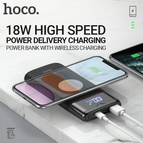 Hoco power bank PD QC 10000mAh 18W Type C USB wireless charging external battery pack mobile portable fast charger USB-C