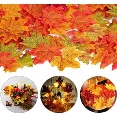 Fake Fall Leaves Autumn Mix Color Artificial Maple Leaves Simulation Home Wedding Party Decoration