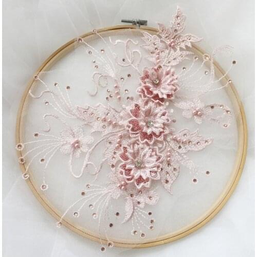 Exquisite Pearl Beaded Lace Applique - 3D Flower Blossom - Rhinestone - Embroidered - 2020 Latest Design