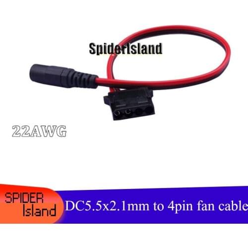 NEW ARRIVALS-25PCS-DC 5.5 x 2.1mm to 4PIN Fan connector power adapter cable 30cm Special-purpose Adapter Cable-B76
