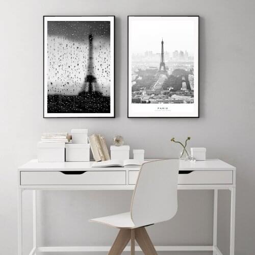 Paris Rainy Paris Poster Black White Canvas Painting Vintage Art Print Landscape Wall Picture For Living Room Home Décor