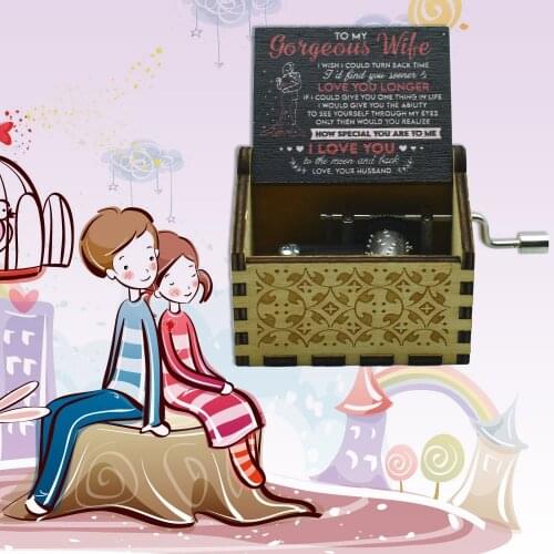 Beautiful Wooden Hand Crank Music Box To My Wife Theme Wooden Music Box Birthday Gift