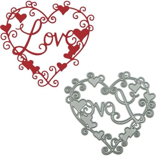 Heart Shape Metal Cutting Dies Scrapbooking Vine Liana Shaped With Love Letter Pattern Card Embossing Craft Paper Cutter Mold