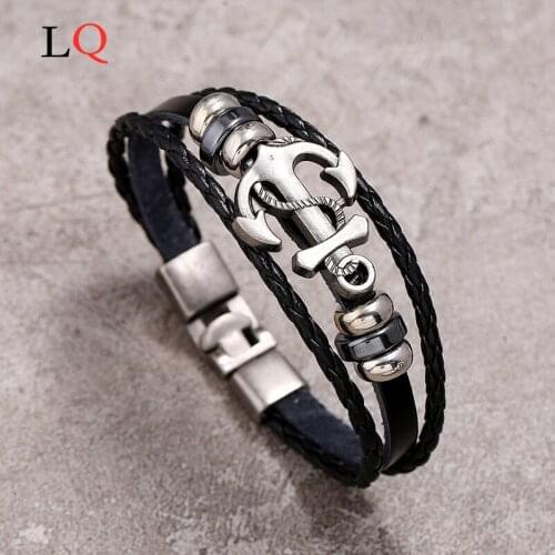 Multilayer Bracelet Men Casual Fashion Braided Leather Bracelets for Women Bracelet Punk Rock Jewelry Wholesale Stainless Steel