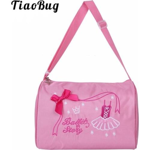 TiaoBug Fashion Kids Ballerina Ballet Dance Bags for Girls Hand Bag School Gym Sports Dance Shoulder Bag Duffel Bag with Zipper