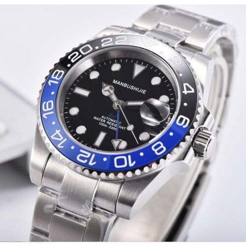 CORGEUT Fashion Luxury Sapphire Glass 40mm Rotating Bezel GMT Mechanical Watch 100m Waterproof Classic Automatic Divers Watch