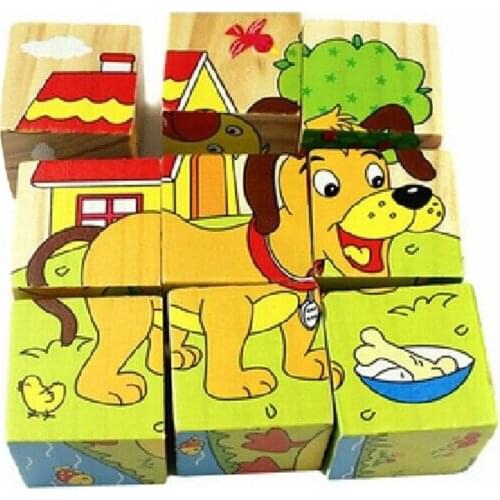 Cartoon Six-sided Puzzle Blocks Puzzles Toy 3D Building Blocks Childrens Education Teaching Aids Educational Toys For Kids Baby