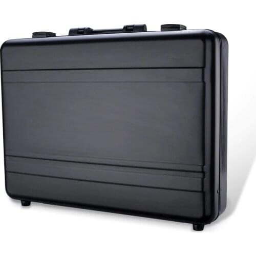 Mens Briefcase Metal Aluminum Hard case Business Trip Notebook Case Document Briefcase Lawyer Case Black Silver