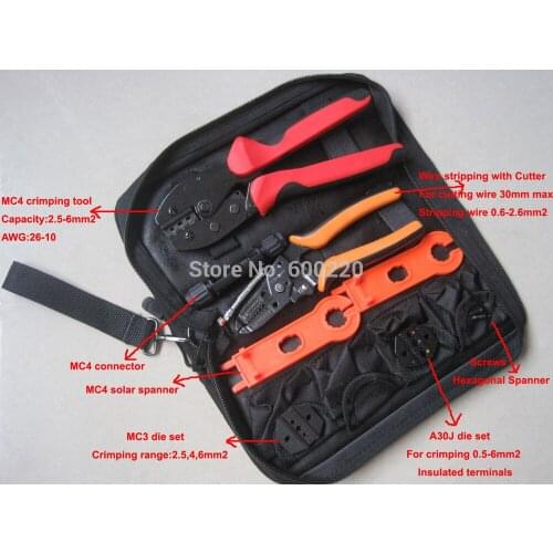 Solar MC4 crimping tool set for solar connectors(2.5~6.0mm2), LY-K2546B-3 solar PV tool kit