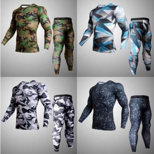 2018 19 New Camouflage Running Sets Men Sport Suit Compression Tight Underwear Fitness Gym Jogging Football Training Sport Suit
