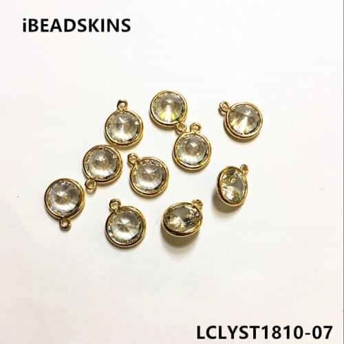 New arrival! 11mm 50pcs/lot gold color Copper Material with white Zircon round-shape connection for Jewelry handmade DIY