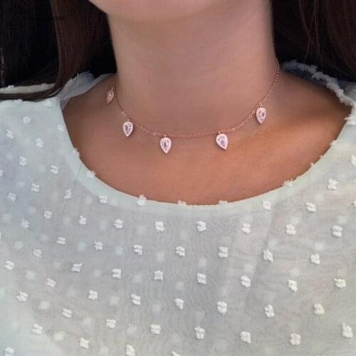 Charm Water Drop Shape 5 Pendant Necklace Clavicle Chain Fashion Womens Accessories Wedding Reception O Necklace Ladies Gift